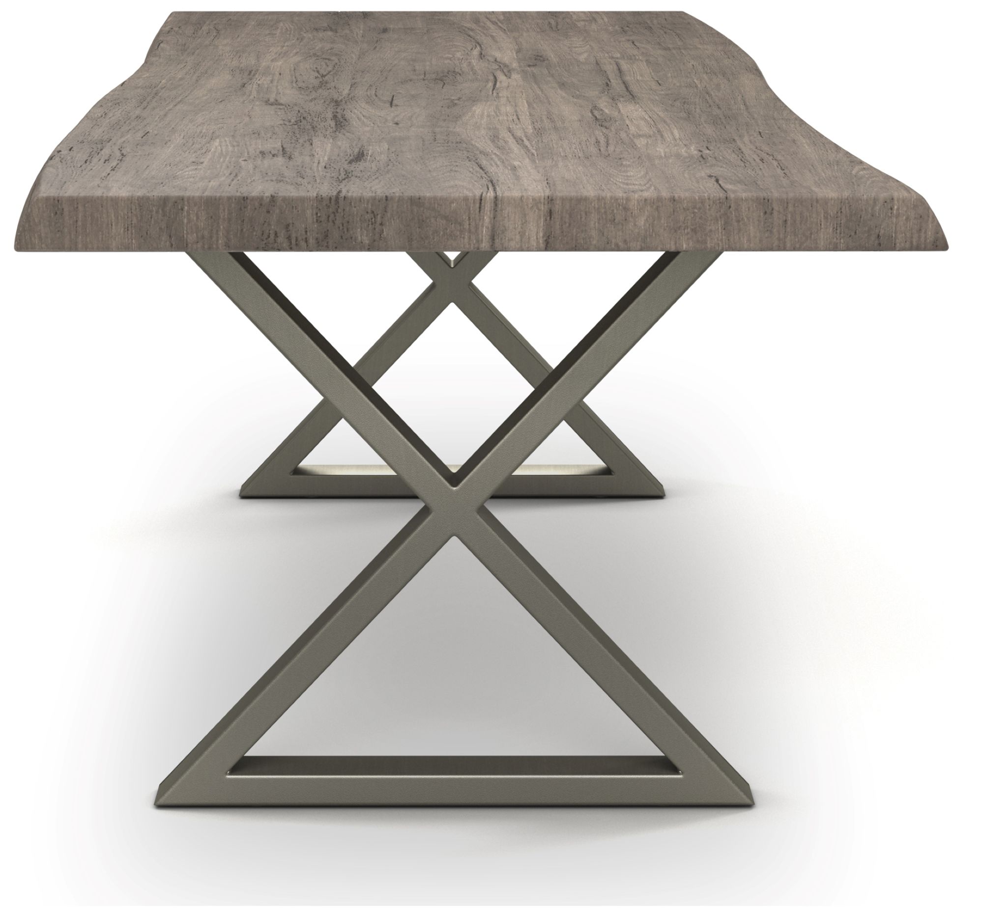 Image 2 Brooks Dining Table X Base 40" x 92" Sandblasted Grey Top Pewter Base more views
