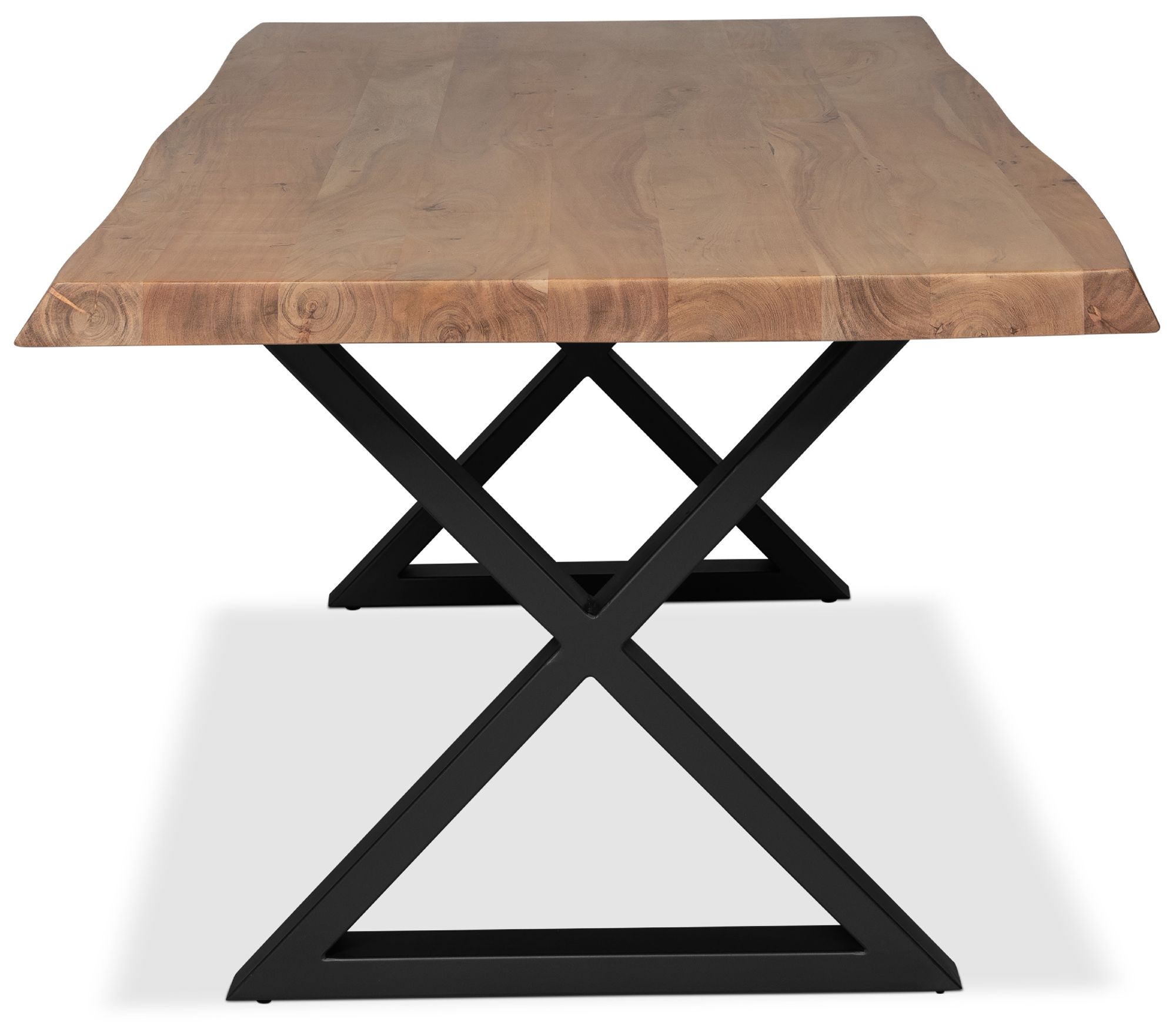 Image 3 Brooks Dining Table X Base 40" x 92" Teak Top Brass Base more views