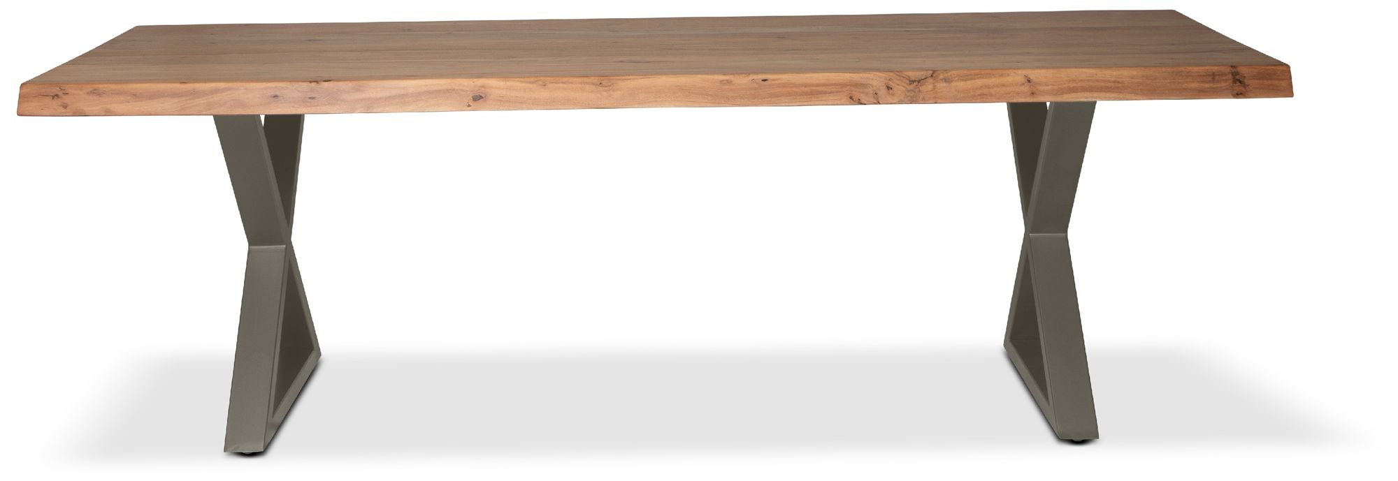 Image 2 Brooks Dining Table X Base 40" x 92" Teak Top Pewter Base more views