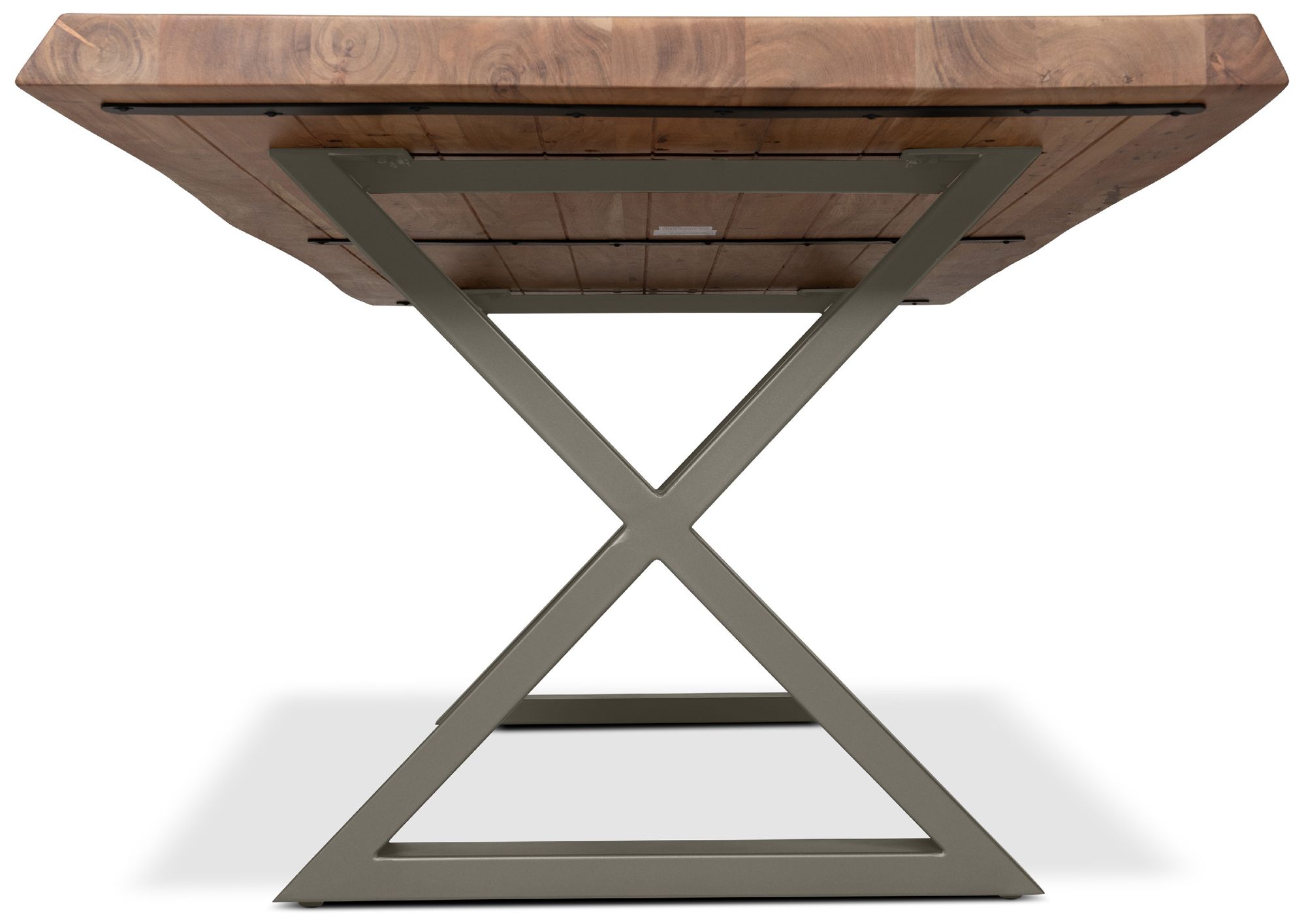 Image 4 Brooks Dining Table X Base 40" x 92" Teak Top Pewter Base more views