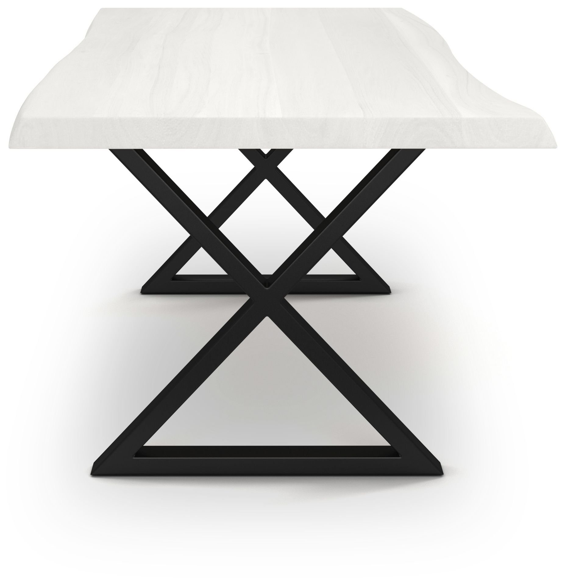 Image 2 Brooks Dining Table X Base 40" x 92" White Wash Top Brass Base more views