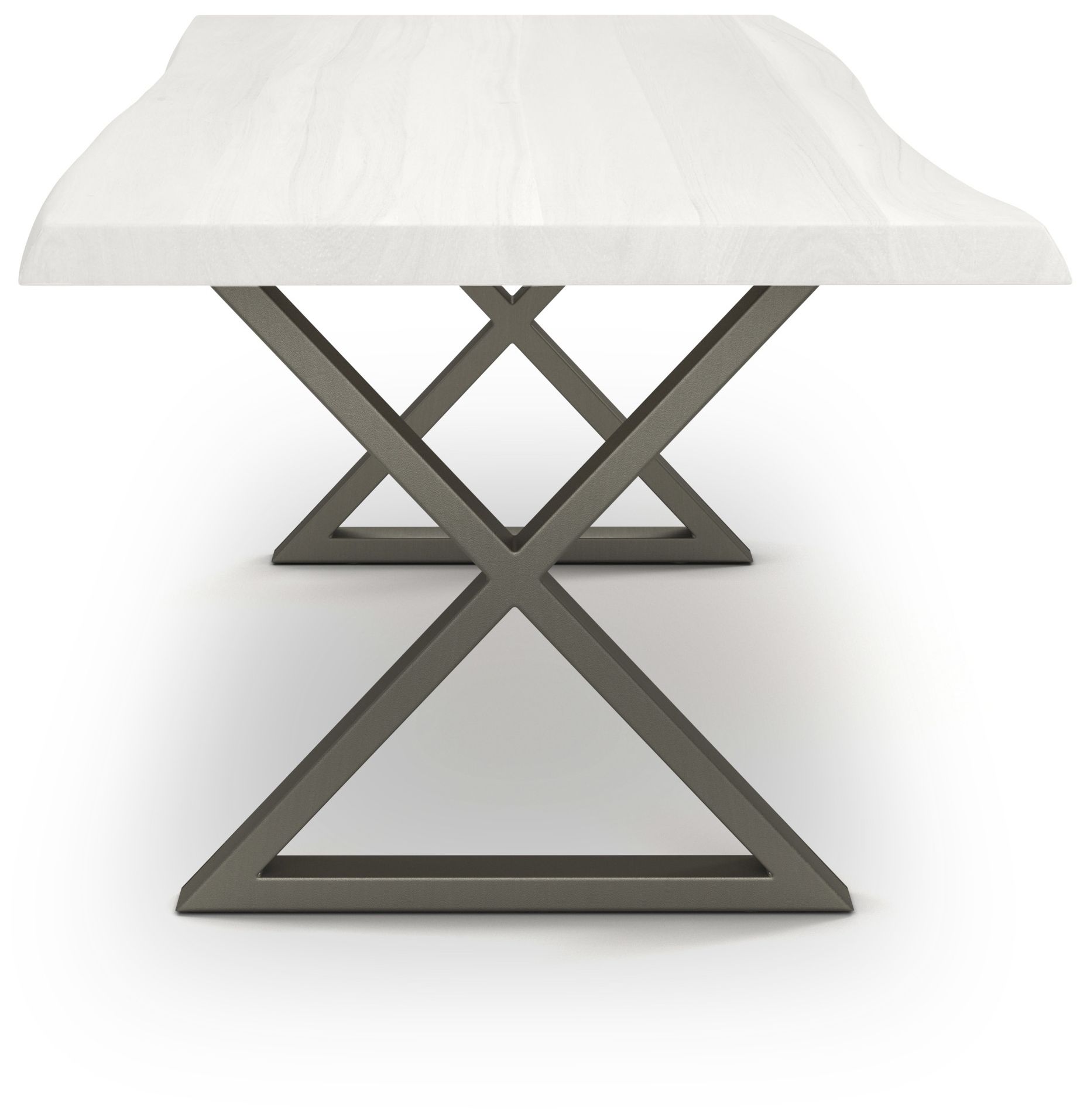 Image 2 Brooks Dining Table X Base 40" x 92" White Wash Top Pewter Base more views