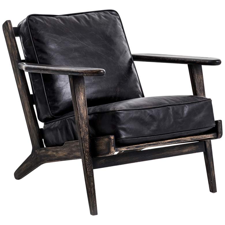 Image 1 Brooks Rialto Ebony Top Grain Leather Lounge Chair