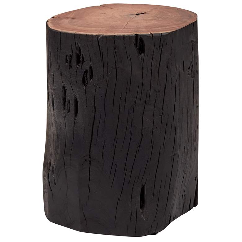 Image 1 Brooks Solid Wood Stump 13" Wide Ebonized Accent Stool