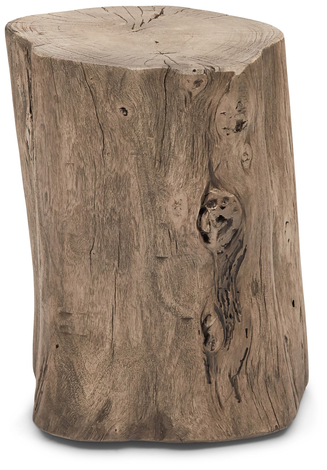 Image 2 Brooks Solid Wood Stump 13" Wide Sandblasted Grey Accent Stool more views