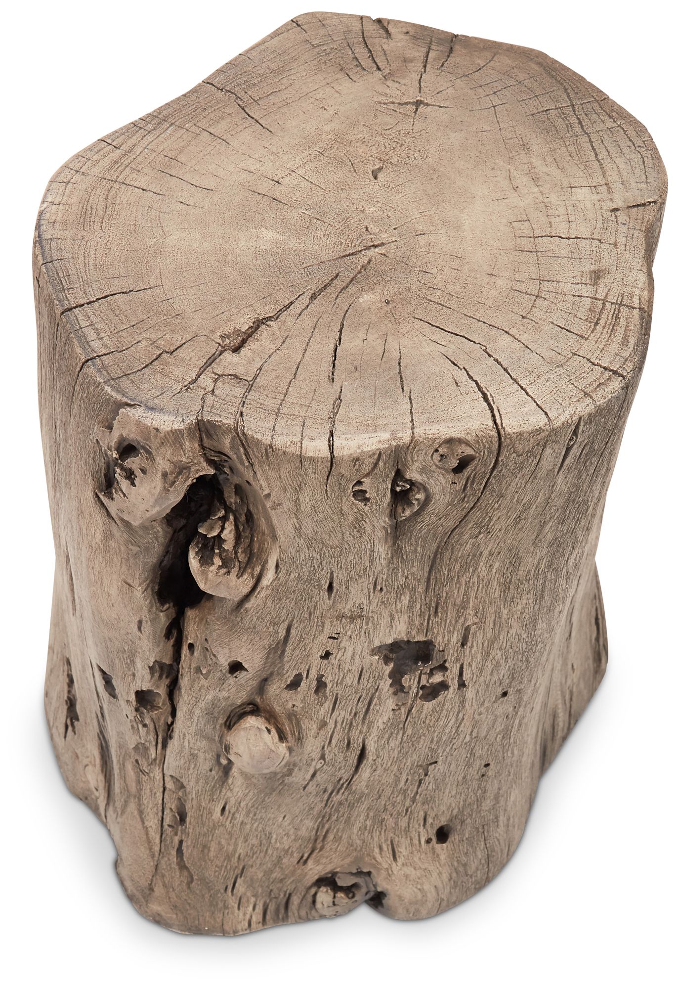 Image 4 Brooks Solid Wood Stump 13" Wide Sandblasted Grey Accent Stool more views