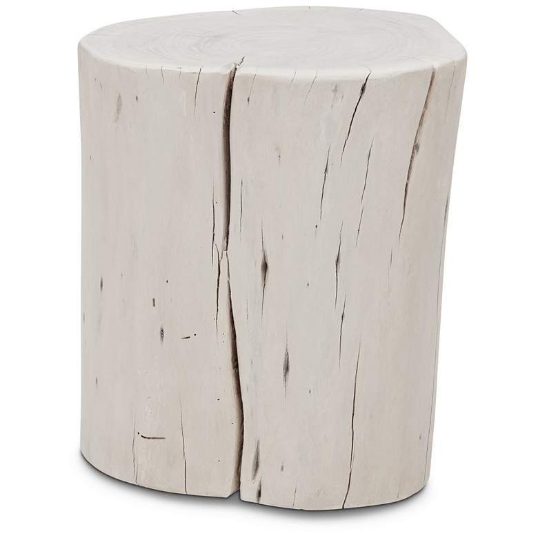 Image 1 Brooks Solid Wood Stump 13" Wide White Wash Accent Stool