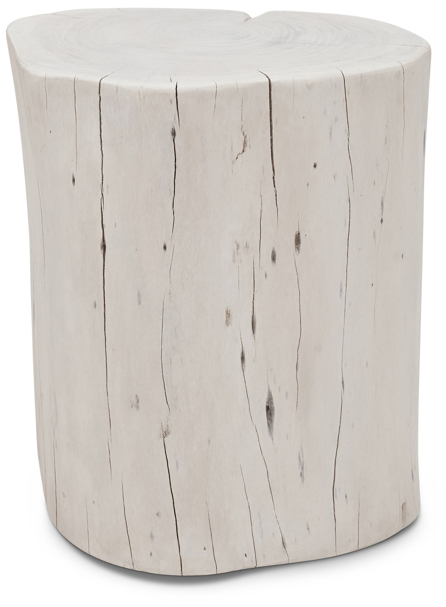 Image 2 Brooks Solid Wood Stump 13" Wide White Wash Accent Stool more views