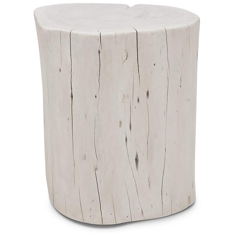Image 2 Brooks Solid Wood Stump 13" Wide White Wash Accent Stool more views
