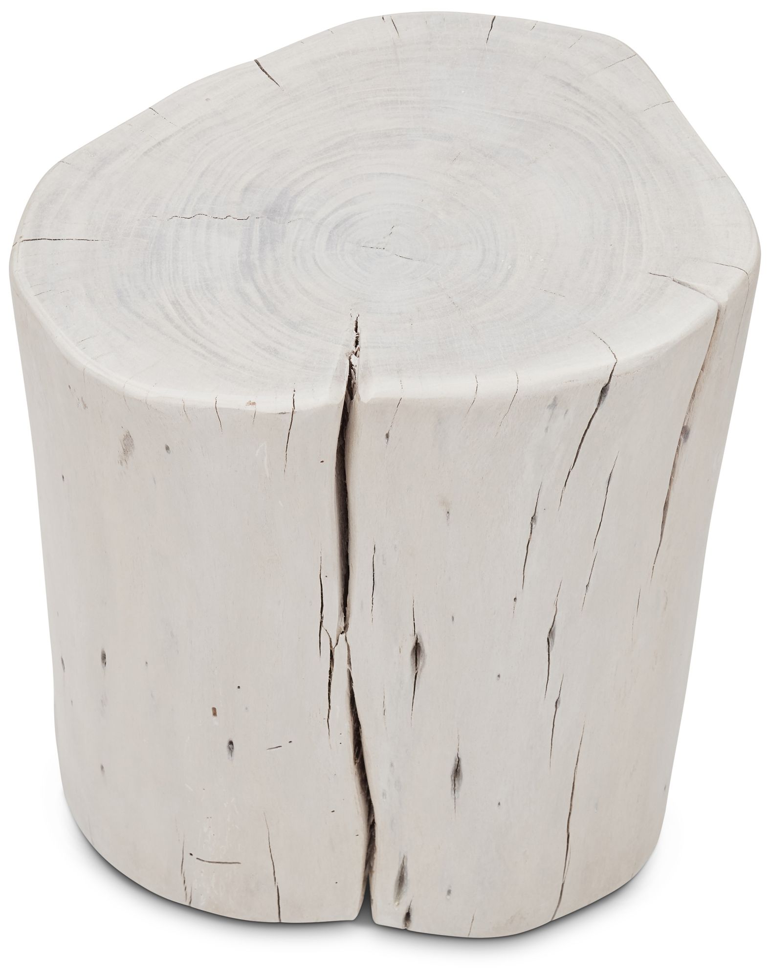 Image 4 Brooks Solid Wood Stump 13" Wide White Wash Accent Stool more views