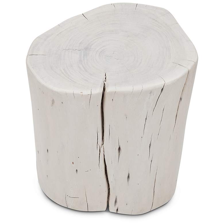 Image 4 Brooks Solid Wood Stump 13" Wide White Wash Accent Stool more views