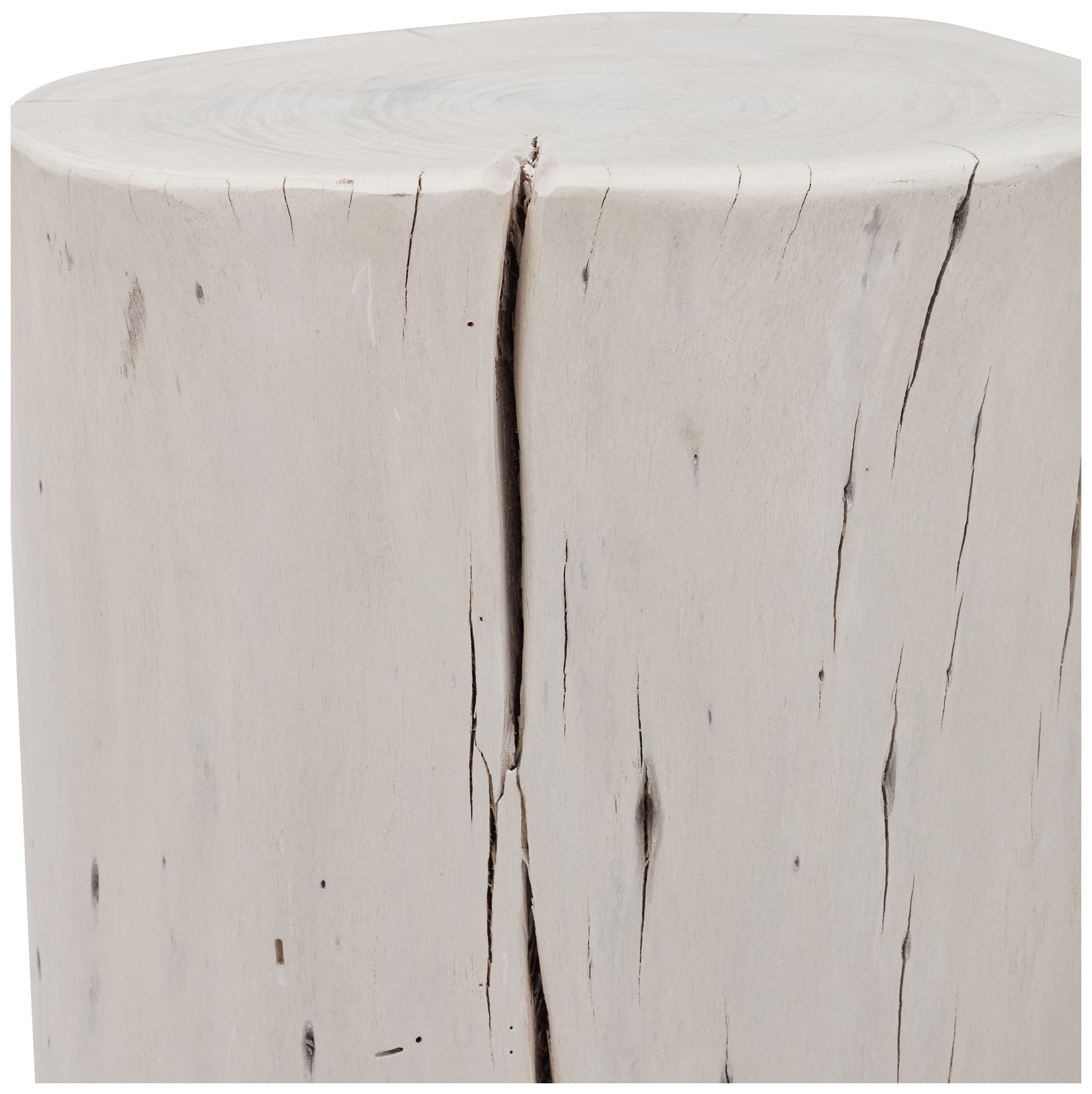 Brooks Solid Wood Stump 13" Wide White Wash Accent Stool