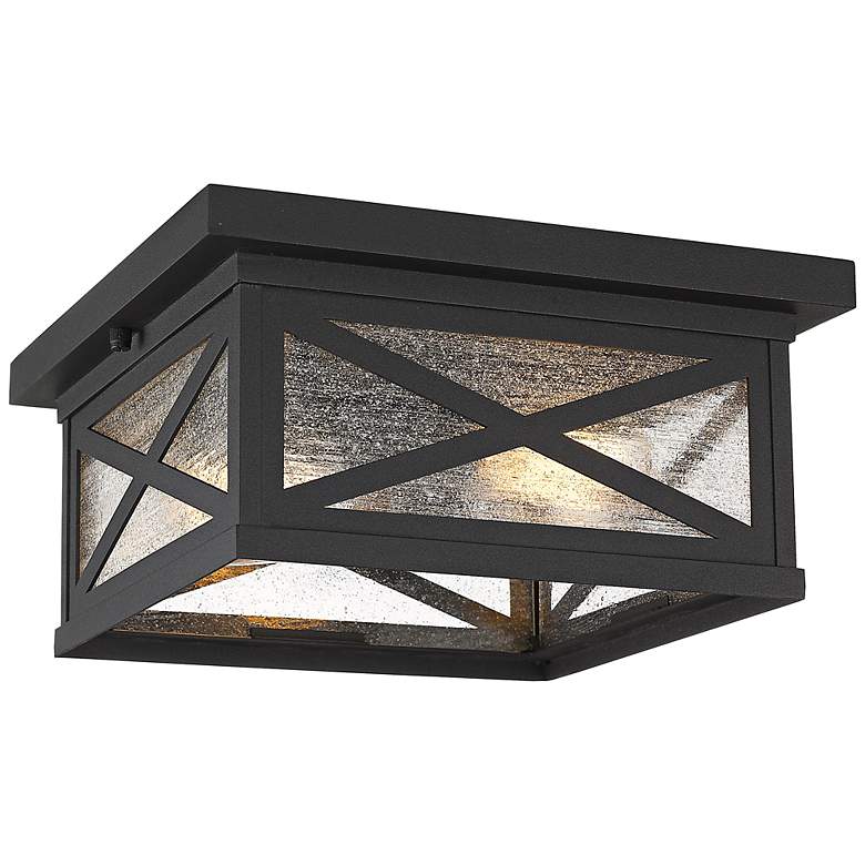 Image 3 Brookside 12" Wide Black 2-Light Outdoor Ceiling Light