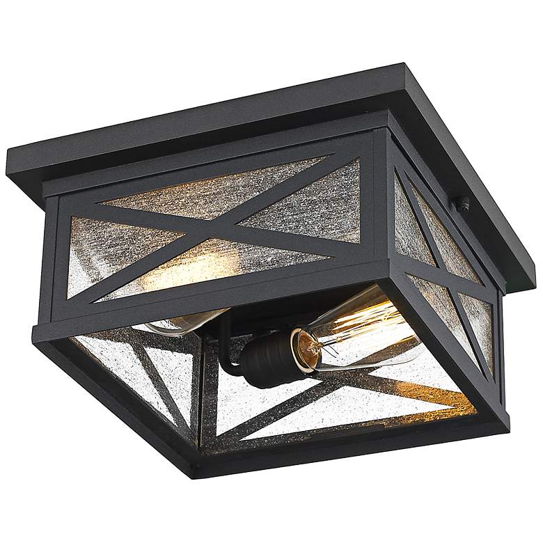 Image 7 Brookside 12" Wide Black 2-Light Outdoor Ceiling Light more views