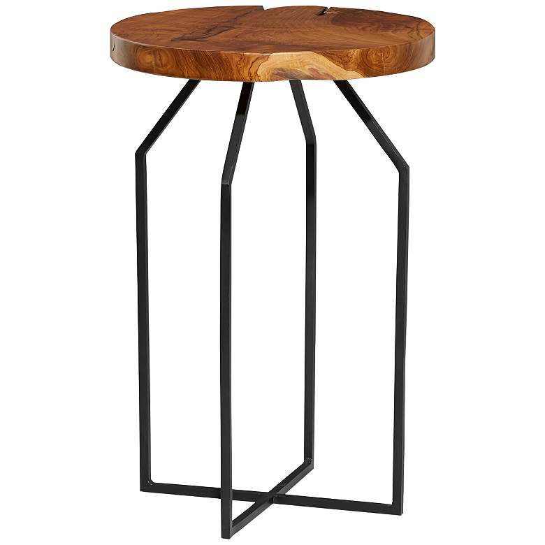 Image 2 Brookside 15 3/4" Wide Brown Wood Black Metal Accent Table