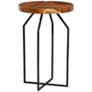 Brookside 15 3/4" Wide Brown Wood Black Metal Accent Table