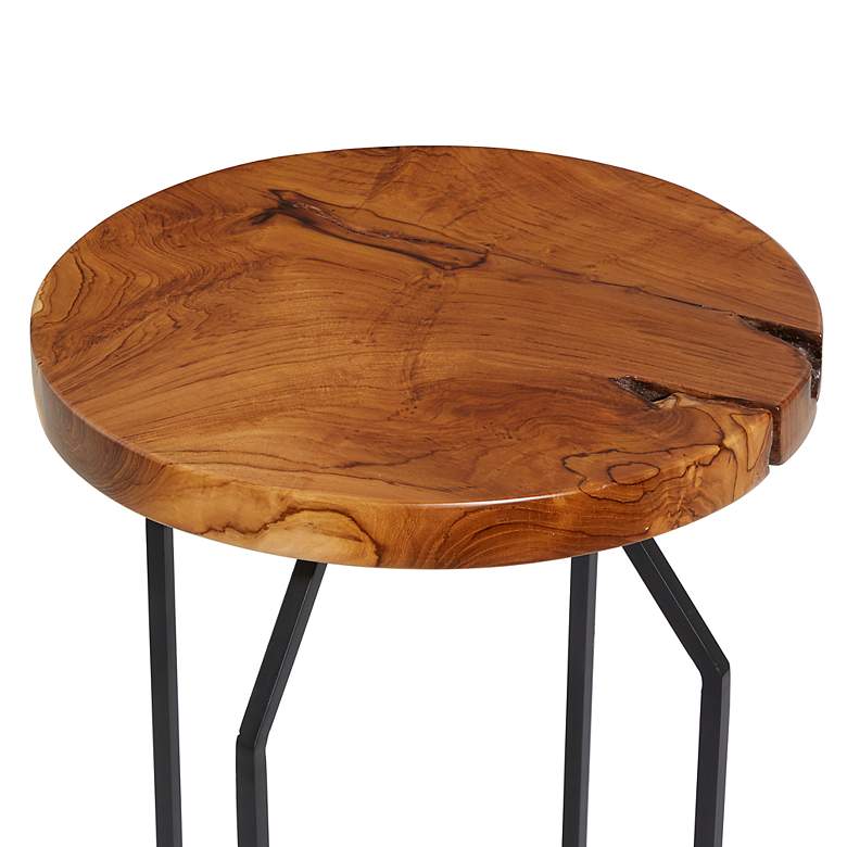Image 3 Brookside 15 3/4" Wide Brown Wood Black Metal Accent Table more views