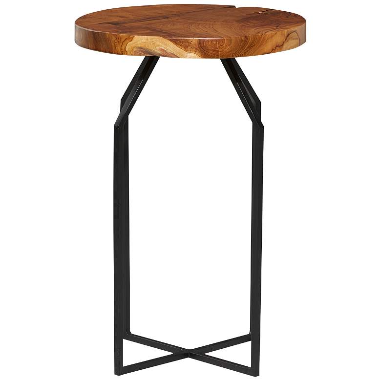 Image 5 Brookside 15 3/4" Wide Brown Wood Black Metal Accent Table more views