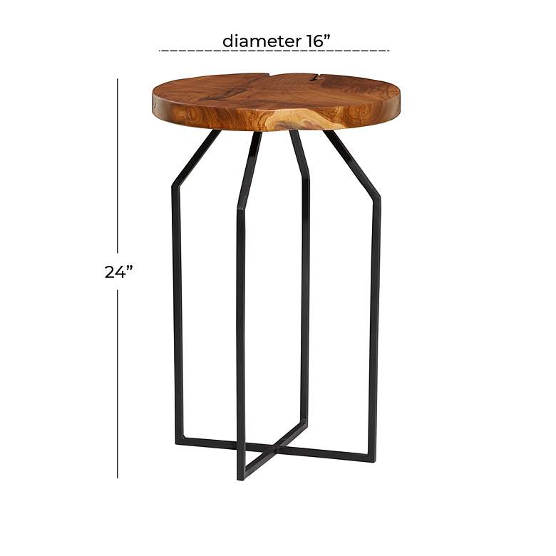 Image 6 Brookside 15 3/4 inch Wide Brown Wood Black Metal Accent Table more views