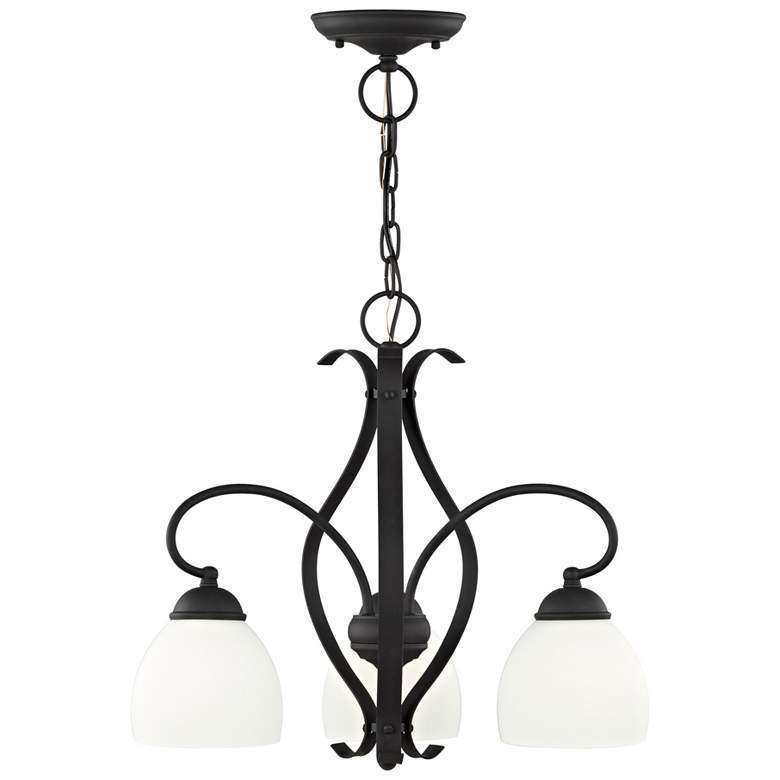 Image 1 Brookside 20-in 3-Light Black Wrought Iron Shaded Chandelier