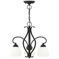 Brookside 20-in 3-Light Black Wrought Iron Shaded Chandelier