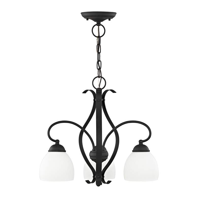 Image 3 Brookside 20-in 3-Light Black Wrought Iron Shaded Chandelier more views