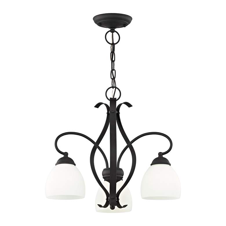 Image 4 Brookside 20-in 3-Light Black Wrought Iron Shaded Chandelier more views