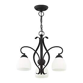 Image5 of Brookside 20-in 3-Light Black Wrought Iron Shaded Chandelier more views