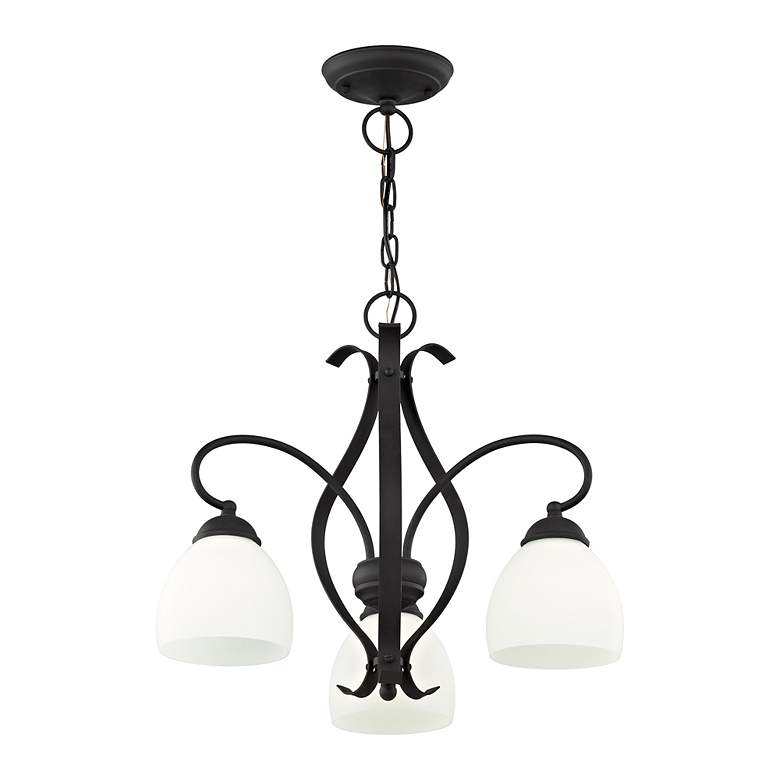Image 5 Brookside 20-in 3-Light Black Wrought Iron Shaded Chandelier more views