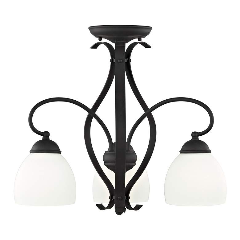 Image 6 Brookside 20-in 3-Light Black Wrought Iron Shaded Chandelier more views
