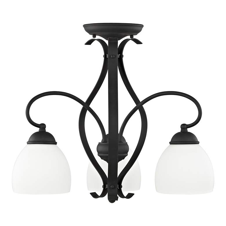 Image 7 Brookside 20-in 3-Light Black Wrought Iron Shaded Chandelier more views