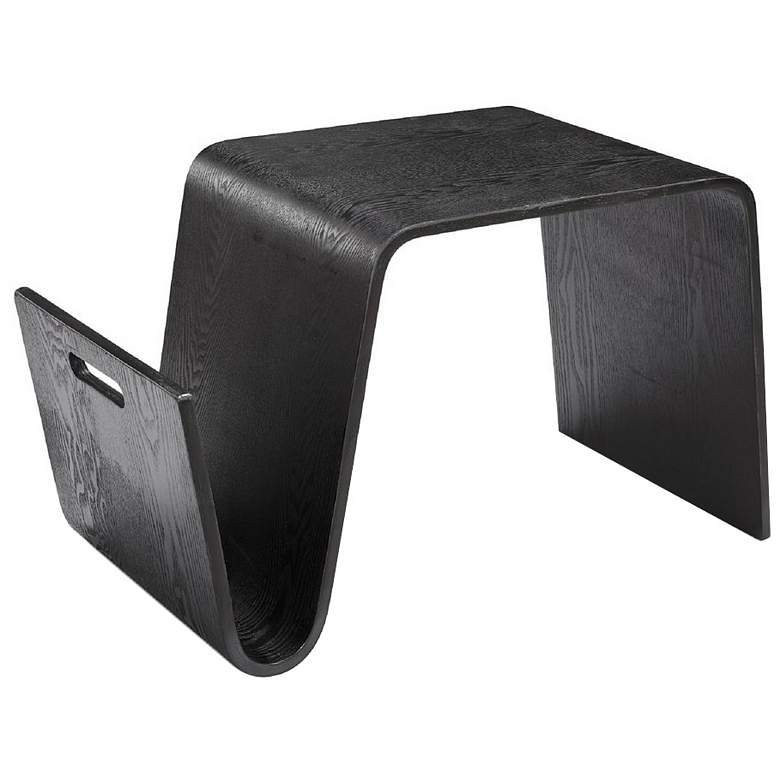 Image 1 Brookside 25.6 in. Black Rectangle Plywood and Ash Veneer End Table
