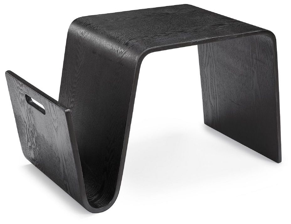 Image 2 Brookside 25.6 in. Black Rectangle Plywood and Ash Veneer End Table more views