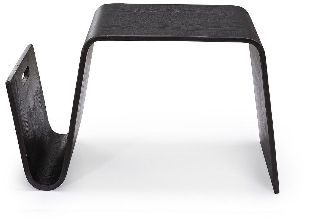 Image 5 Brookside 25.6 in. Black Rectangle Plywood and Ash Veneer End Table more views