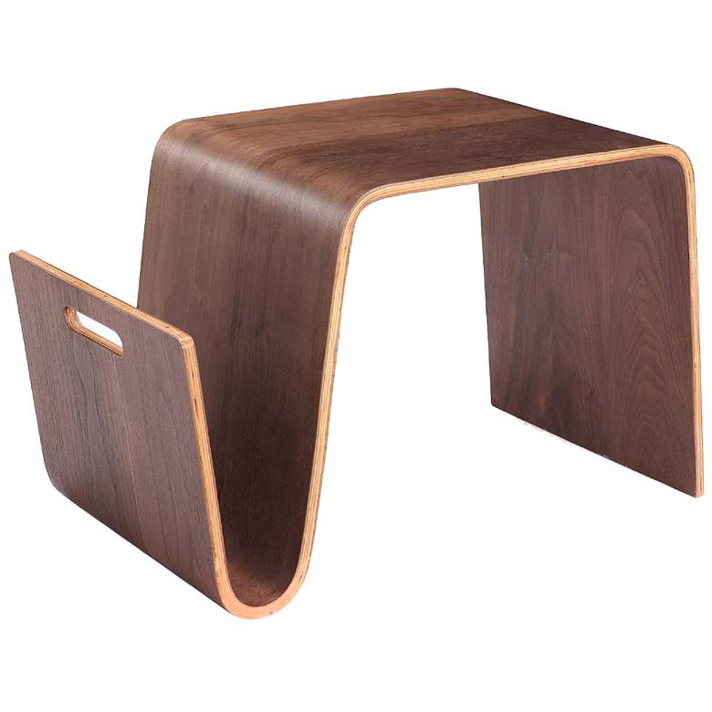 Image 1 Brookside 25.6 in. Walnut Rectangle Plywood and Ash Veneer End Table