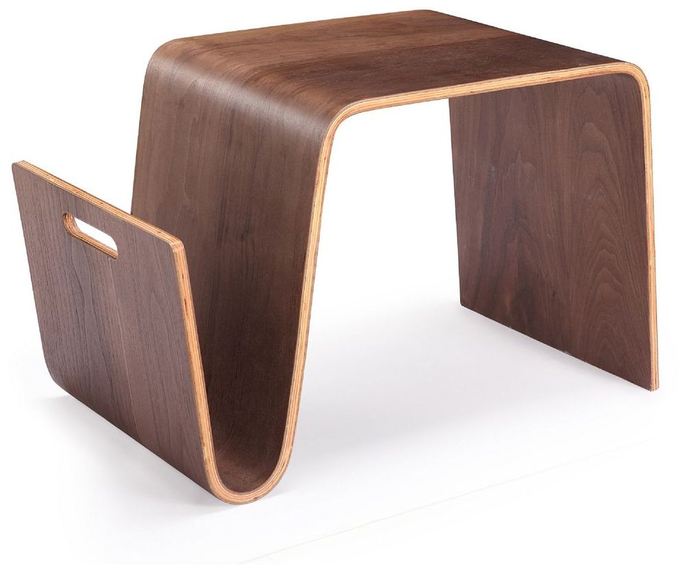 Image 2 Brookside 25.6 in. Walnut Rectangle Plywood and Ash Veneer End Table more views