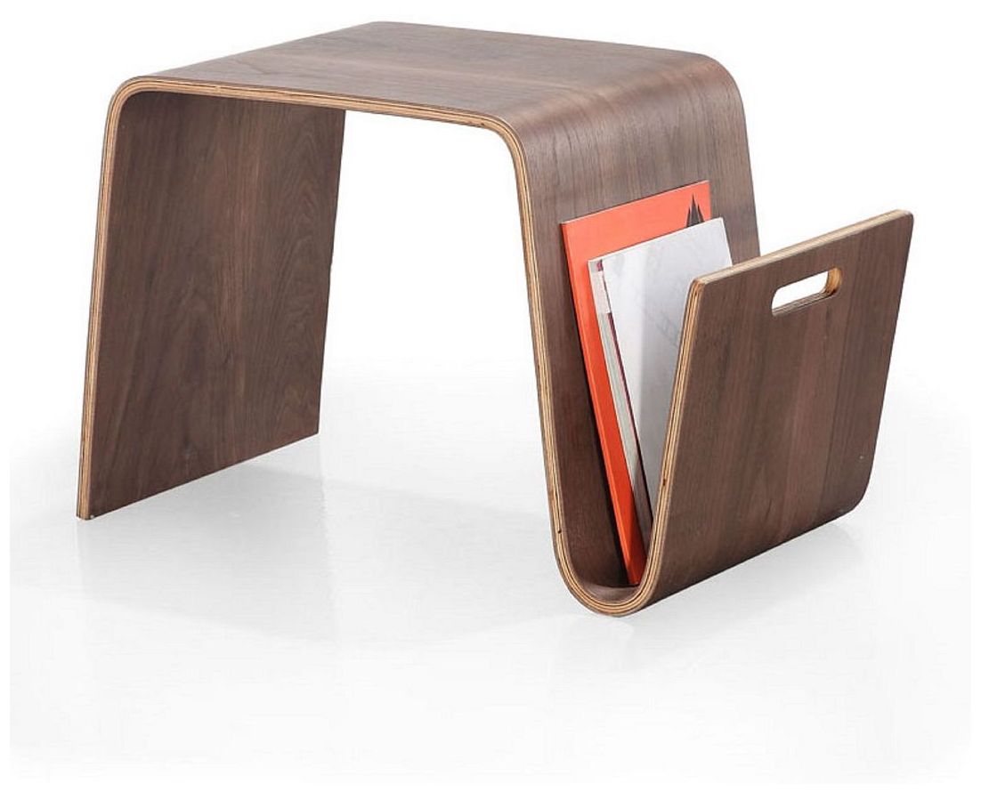 Image 5 Brookside 25.6 in. Walnut Rectangle Plywood and Ash Veneer End Table more views