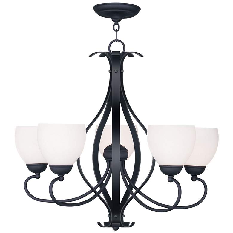 Image 1 Brookside 26-in 5-Light Black Wrought Iron Shaded Chandelier