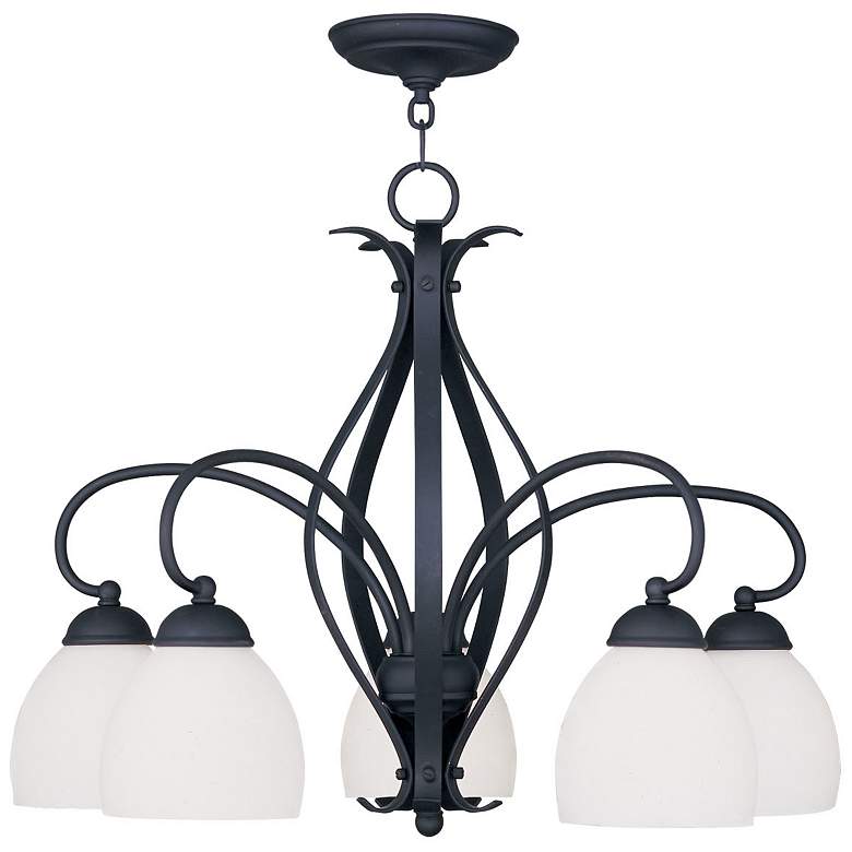 Image 1 Brookside 26-in 5-Light Black Wrought Iron Shaded Chandelier
