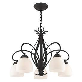 Image5 of Brookside 26-in 5-Light Black Wrought Iron Shaded Chandelier more views