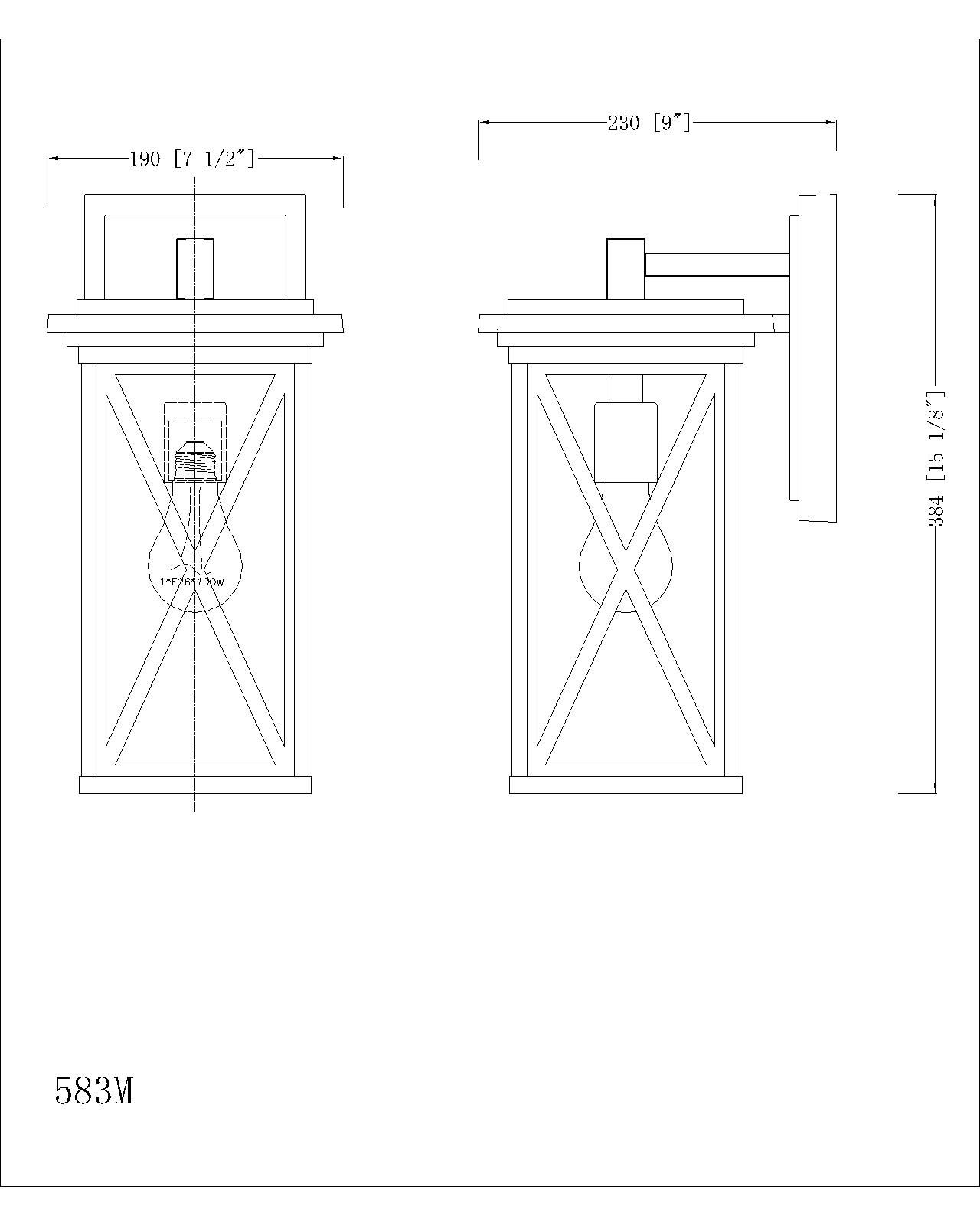 Brookside by Z-Lite Black 15.25 inch 1 Light Outdoor Wall Sconce