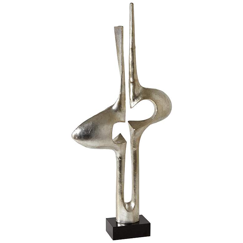 Image 1 Brother and Sister 33" High Silver Leaf Statue