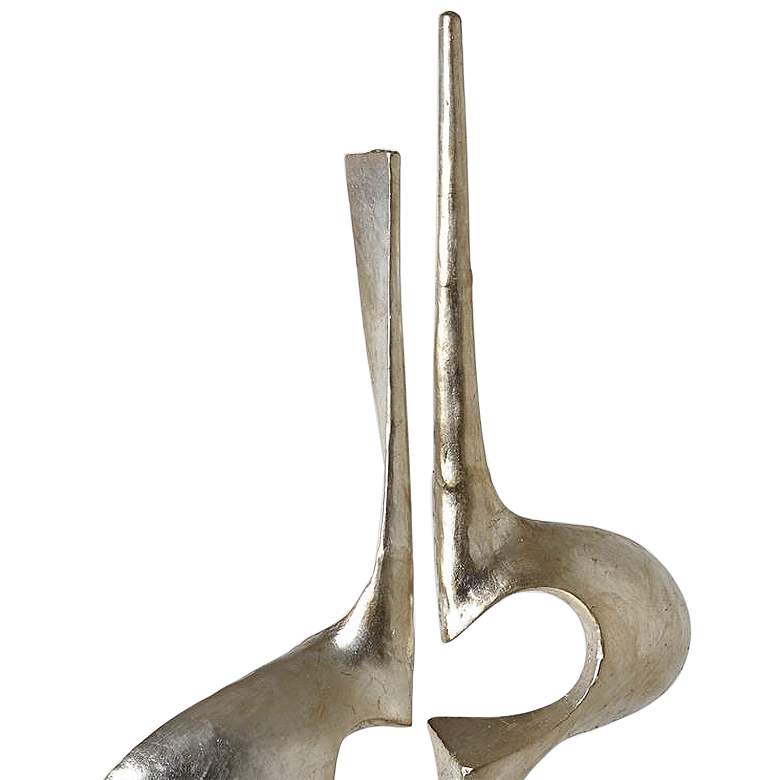 Image 2 Brother and Sister 33" High Silver Leaf Statue more views