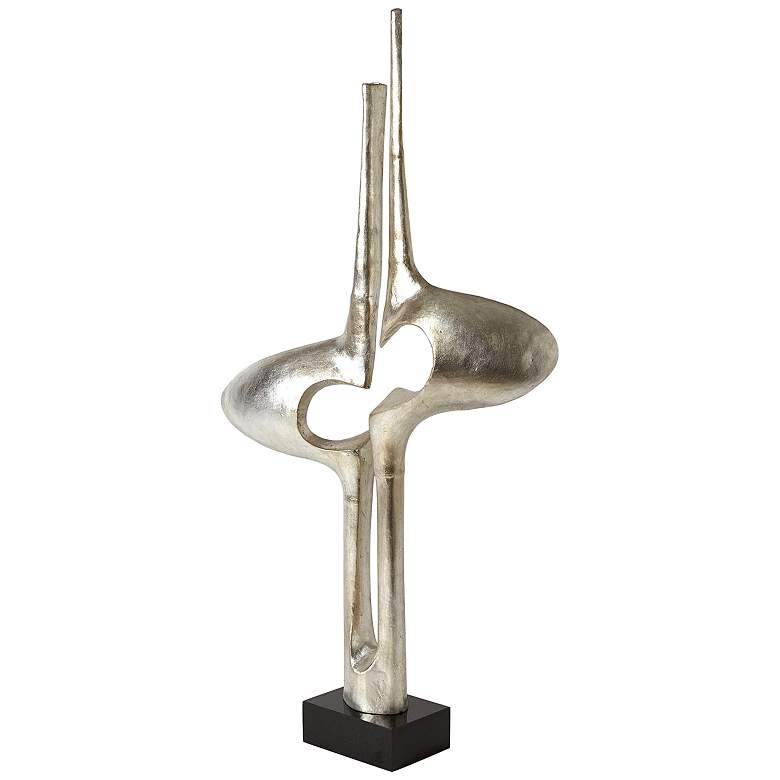 Image 4 Brother and Sister 33" High Silver Leaf Statue more views