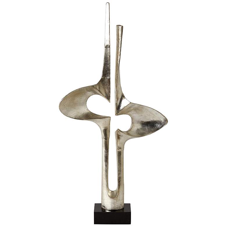 Image 5 Brother and Sister 33" High Silver Leaf Statue more views