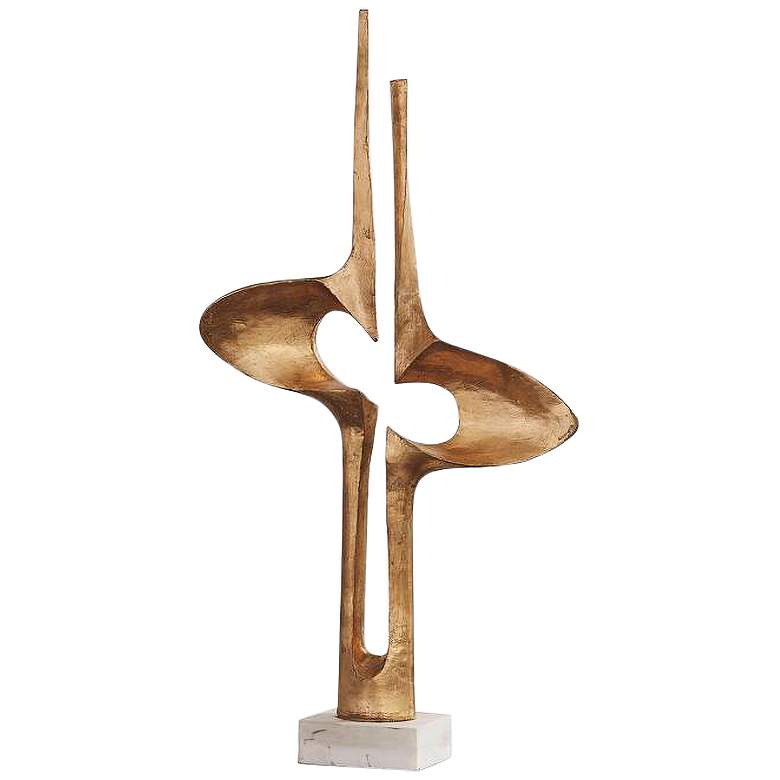 Image 1 Brother and Sister Semi-Gloss Gold 33" High Metal Sculpture