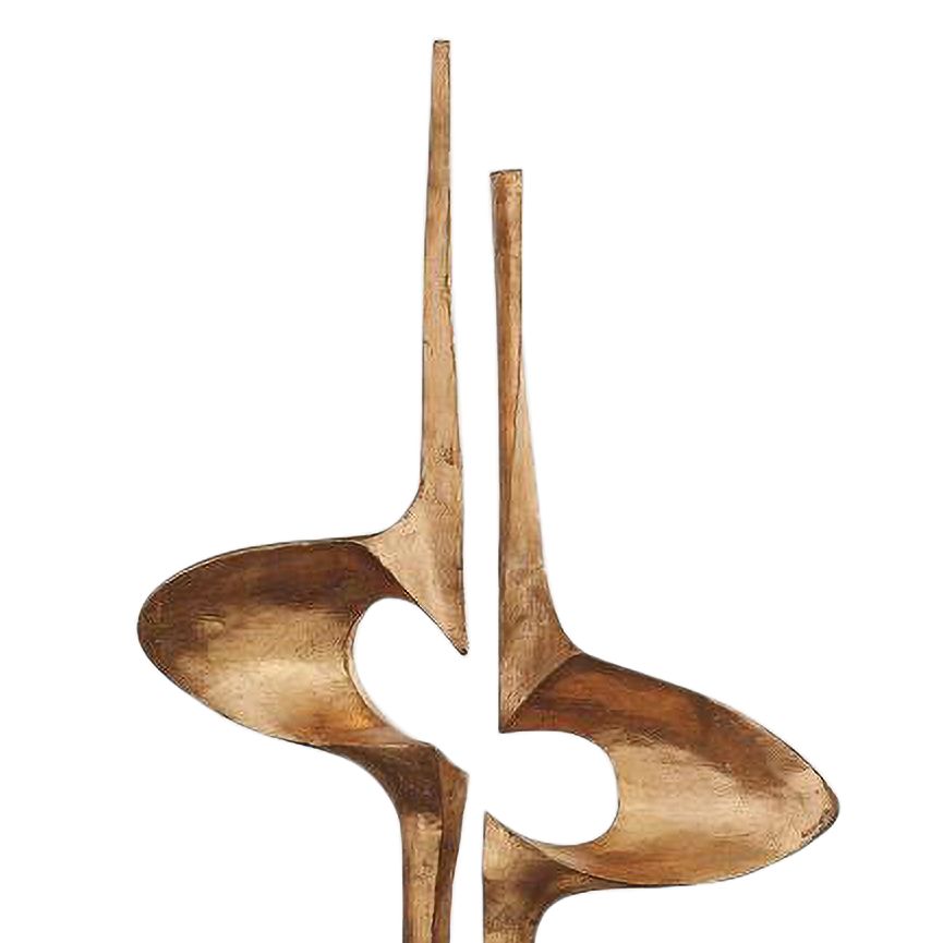 Image 2 Brother and Sister Semi-Gloss Gold 33" High Metal Sculpture more views