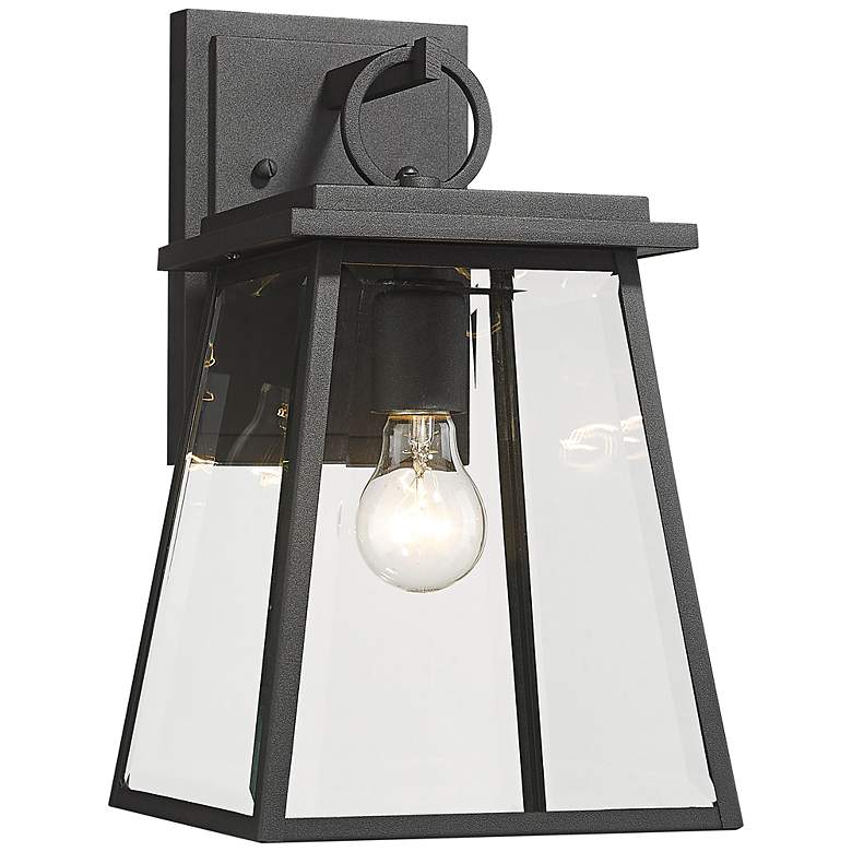 Image 1 Broughton 14 1/4" High Black Outdoor Wall Light