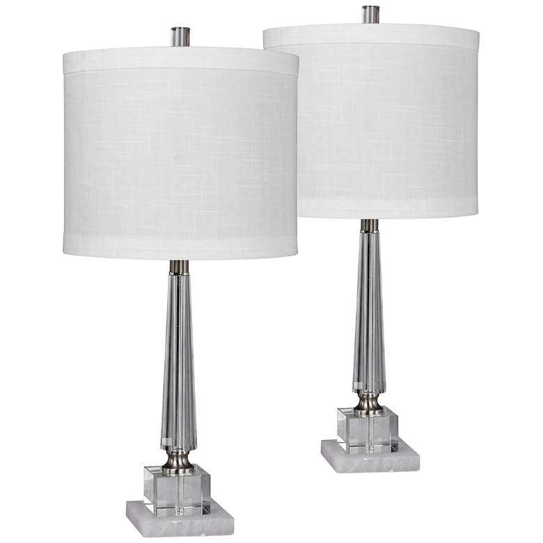 Image 1 Browerdale 26" High Tapered Clear Crystal Table Lamps Set of 2