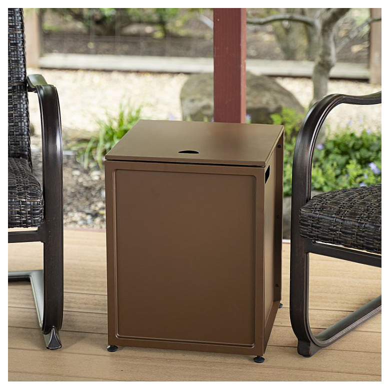 Image 1 Brown 20 3/4 inch High Outdoor Cover Table/Propane Tank Hideaway